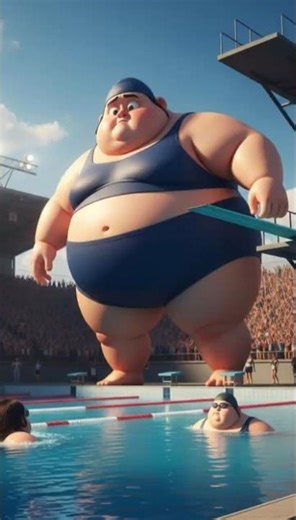 The Giant Swimmer’s Epic Dive 😂💦 #Funny 3D Animation Short | Hilarious Pool Moment #funnyshorts