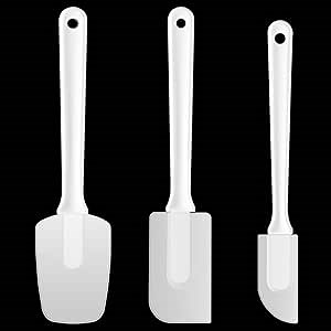 WILLBOND Commercial Silicone Spatula Set Heat Resistant Rubber Spatulas High Temp Silicone Scrapers for Kitchen Baking, Cooking, Mixing (3 Pcs), White