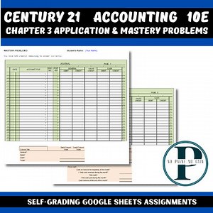 Accounting Century 21 10e Chapter 3 Digital Application & Mastery Problems