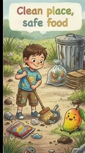 A clean place is a happy place! 🧹🥭 Let's keep our world beautifu#keepclean#CleanIndia #kidsstories