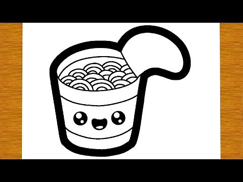 HOW TO DRAW A CUTE CUP OF RAMEN INSTANT NOODLES | Easy drawings