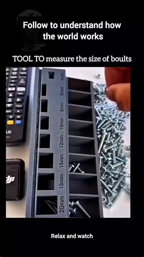 Visually hub on Instagram: "This compact bolt-measuring block is a super handy tool designed to quickly identify the exact diameter and length of screws and bolts. Each slot is clearly labeled-from 6mm all the way up to 20mm-so you can simply drop a bolt into the corresponding opening to check its size instantly. It removes all the guesswork, especially when dealing with mixed hardware, and helps you stay organized while working on DIY projects, repairs, or assembly tasks. Perfect for workshops,