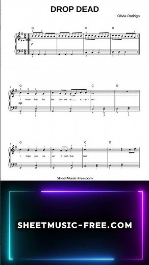 Drop Dead Olivia Rodrigo SHEET MUSIC (EASY PIANO) #OliviaRodrigo #DropDead #sheetmusic