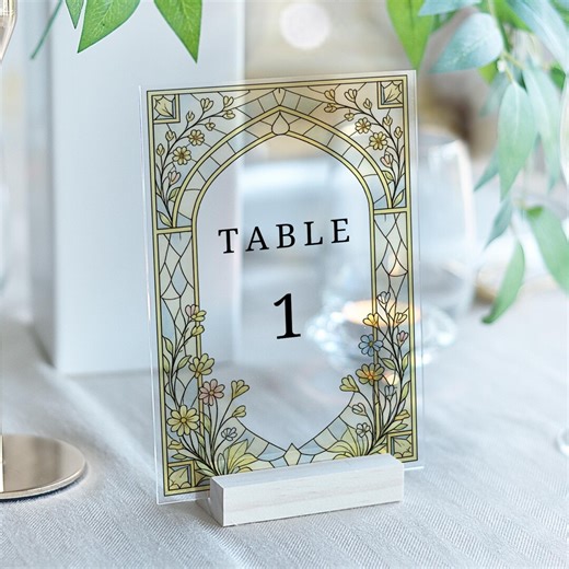 Stained Glass Table Number, Faux Stained Glass Wedding Sign Template, Customizable Table Numbers Canva, DIY Signage, INSTANT DOWNLOAD- EP103 - Etsy