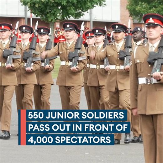 20K views · 424 reactions | Watch the largest passing out parade in the UK military  This was the moment 550 junior soldiers took part in the parade which also featured a flypast from an RAF Typhoon fighter jet, at the Army Foundation College, Harrogate. | Forces News | Facebook