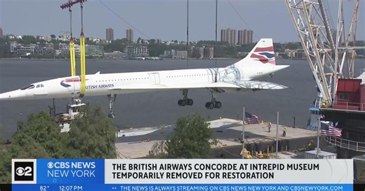 British Airways Concorde jet removed from Intrepid Museum for restoration