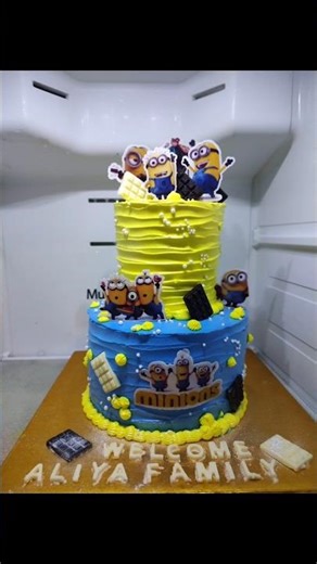 #Edible Minions Cake Decorations #Simple Minion Theme Cake #2 Tier Minion Theme Cake #URBANBITES👌🥳🎁🎂