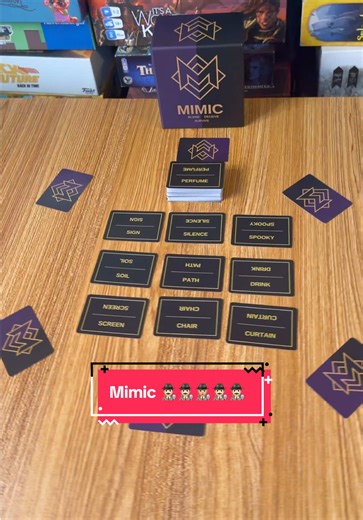 Deceive, lie and trick your friends! In this thrilling deduction party game, One of you is a mimic trying to blend in while everyone else has to figure out who it is! Using a grid of words, you’ll code to the other players that you know the location and are not the mimic. But becareful, because if you make it too obvious then the mimic can figure out the location before being caught! You can find this awesome game in my bio. This game was created by @playitnowtravelgames #gamenight #boardgames #