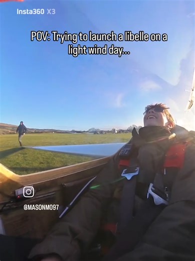 WING DROPS😭 Took 4 attempts to get in the sky today! I tried using my airbrakes on the last launch to force more airflow over my ailerons, therefore giving me control to keep my wings level, it worked. (Thanks Lachlan 😛) The way the glasflugal libelle sits on the ground is too high of an AoA, meaning it stuggles to get enough airflow to maintain control, the airbrakes help move some of that air to the ailerons...🤫 (Will post that footage at a later date) #gliding #scotland #libelle #wingdrop 