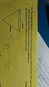 The diagram below shows a funnel made by grade 9 learners from ... | Filo