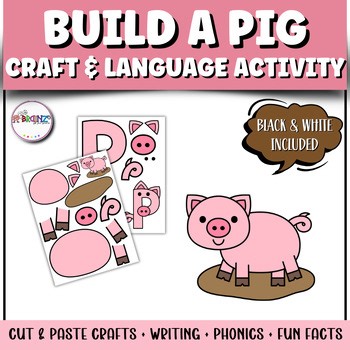 Build a Pig Cut & Paste Craft & Writing Activities | Letter P Farm Animal Craft