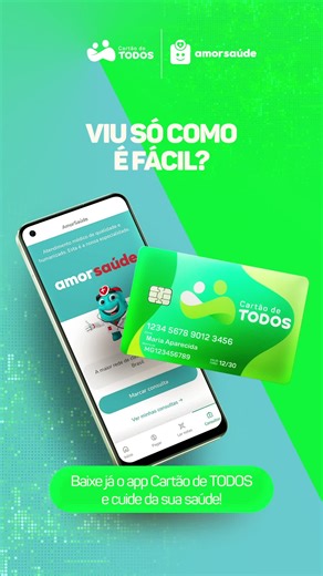 Se você é filiado do Cartão de TODOS e não sabe como agendar suas consultas pelo app, esse post é para você! Dê play no vídeo e confira o passo a passo! Cuidar da sua saúde nunca foi tão fácil! Baixe já o app Cartão de TODOS e confira todos os benefícios disponíveis para você. 💚🩺 #cartaodetodos #amorsaude #saude #exames #consultas #beneficios | Cartão de TODOS