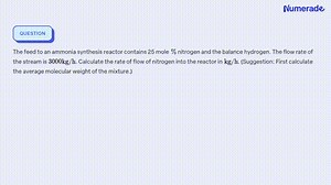 The feed to an ammonia synthesis reactor contains 25 mole %...
