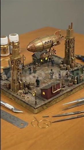 Miniature Steampunk Airship Dock Build #Shorts #ViralShorts