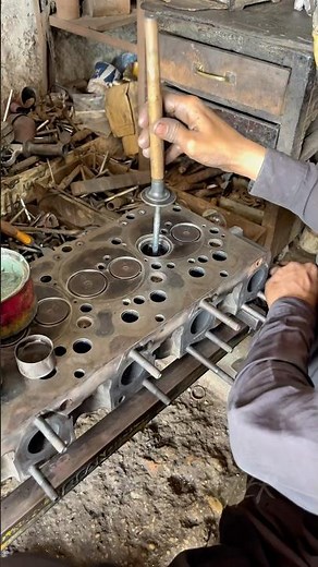 How Perfect Manually Cylinder Head valve Lapping #shortsfeed #mechanic #engine