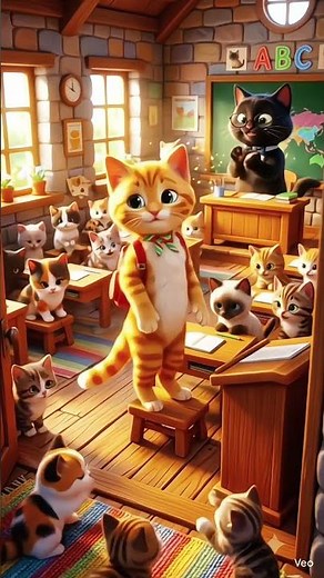🐱 Little Kitten’s First Day at School | Cute Cat Animation Story #Shorts
