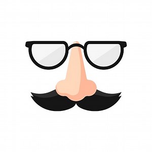 Glasses and nose with mustache template. Cheerful disguise for...