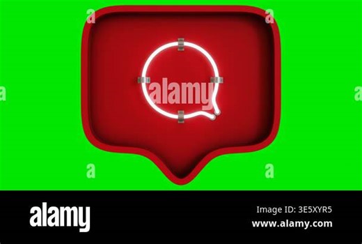 3D Red Balloon With Speech Balloon Light Sign Neon Lamp Flickering Animation Isolated on Green Background, With Matte Stock Video Footage - Alamy