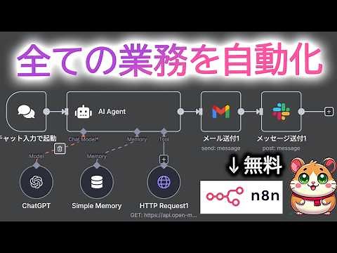 【1本で全て分かる】初心者でも簡単に自動化！究極のAIエージェント「n8n」の使い方・入門講座。（活用事例：ChatGPT/Google/Slack連携）