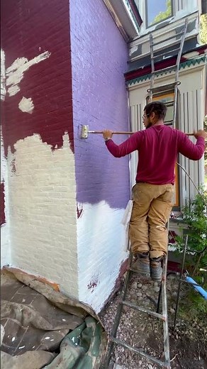 Spraying and back brushing is essential. SW Conflex Xl in Ripe Berry, loxon masonry primer.