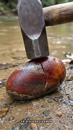 Hidden Gold Inside Red Agate – 120fps Slow Motion Discovery#NatureDiscovery#HiddenGold#Agate#Quartz#