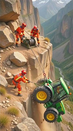 🚜 Mini Rescue Team Saves Falling Tractor | Heroic Mountain Rescue