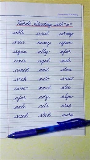 Cursive Writing Practice | 4-Letter Words Starting with a | Cursive Handwriting Practice a to z abcd