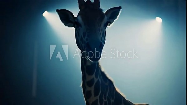 Giraffe silhouette turns head slowly from side view to three-quarter angle against bright blue sky background creating dramatic wildlife portrait with smooth animal movement and clear contrast