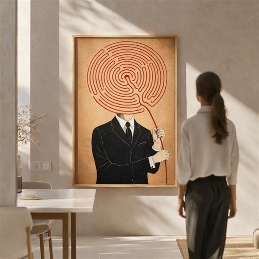 Surreal Labyrinth Head Overthinker Art Print, Conceptual Psychology Poster (digital Download) - Etsy