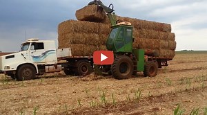 Loading bales of straw