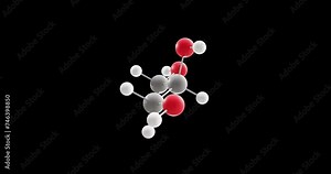 Glycerol molecule, rotating 3D model of glycerine, looped video on a black background