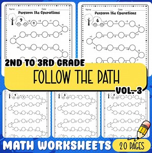 Grade 2–3 Math Path Worksheet | Multi-step Addition & Subtraction Printable - Etsy