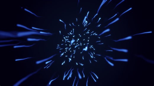 Particles in the form of sperm fly on a blue background. Looped | 免費 影片庫