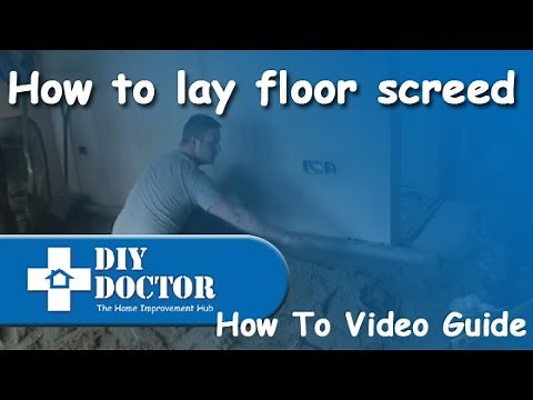 Laying and levelling a sand and cement floor screed over underfloor heating using a spirit level