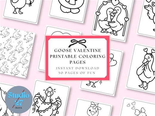 Goose Valentines Day Coloring Pages | Activity for People of All Ages | Digital Download - Etsy