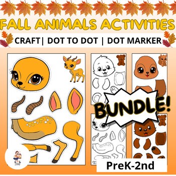 Fall Animals Crafts Bundle| Fall Craft Toddlers| Dot day | Dot to Dot activity