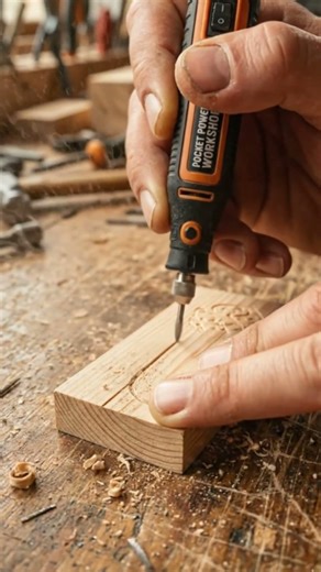 World’s Smallest Wood Engraving Tool 😱 Mini Rotary Tool Carving Wood | Pocket Power Workshop