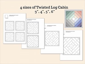 Twisted Log Cabin PDF Foundation Paper Pieced FPP Pattern Quilt Block 3-inch 4-inch 5-inch 6-inch Mini Small - Etsy