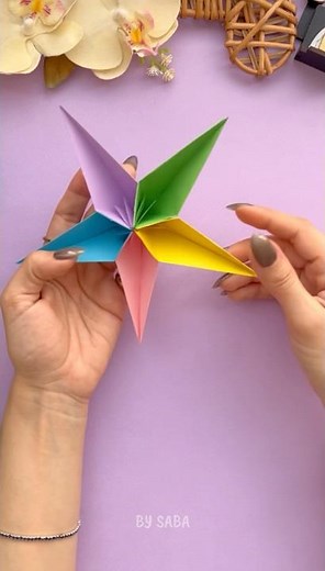 Easy 3D Paper Star ⭐️ Colorful Crafts for Beginners #saba_creativeartist