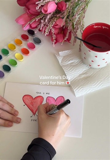 Easy DIY Watercolor Valentine’s Day Card for Him