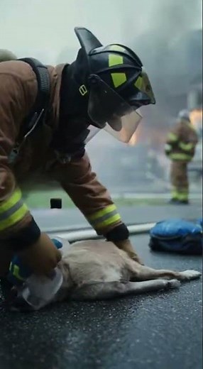 Firefighter saves a dog in the fire!!!#fyp #fypシ