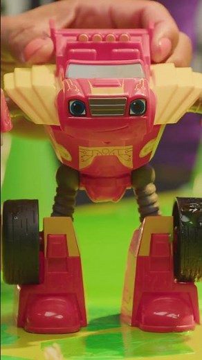 Robot Blaze rescues AJ from the slime mountain! | Toymation #shorts