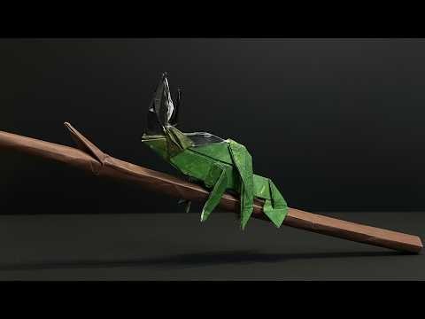 종이 한 장으로 접은 카멜레온 종이접기 | Chameleon Origami from One Sheet