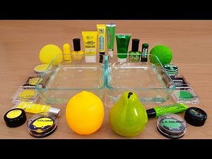 Yellow vs Green - Mixing Makeup Eyeshadow Into Slime! Special Series 80 Satisfying Slime Video