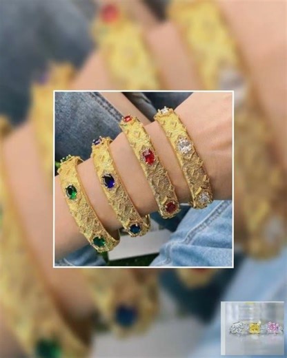 Zirconite satin gold open Jeweled Bangle Bracelet. 835B100