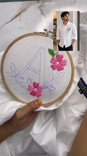 Custom A Letter Floral Embroidery Shirt | Hand Embroidered Monogram Shirt Design | Personalized Gift
