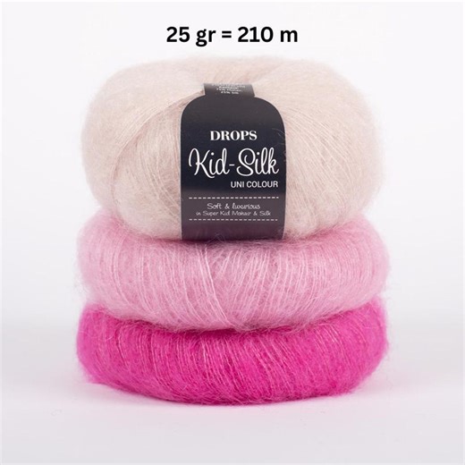 DROPS Kid-silk Yarn – Luxurious Mohair Silk Yarn, Super Soft Mohair Silk Yarn for Knitting & Crochet, Lace Yarn for Shawls and Sweaters - Etsy