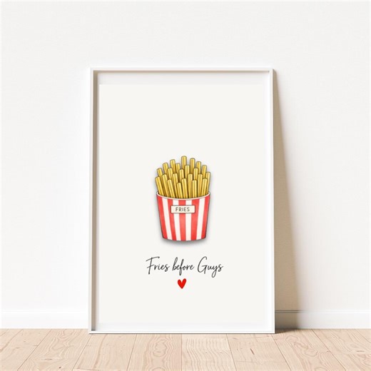 Fries Before Guys Wall Decor for Kitchen – Funny Fast‑food Illustration Poster - Etsy