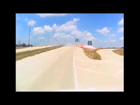 Raw: Fiery Crash After Truck 'Ramps' Off Highway