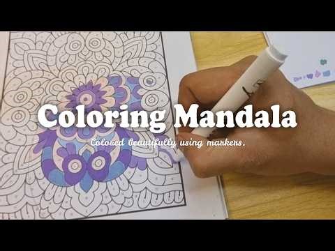Relaxing Mandala Coloring with Blue & Green Markers | Satisfying Art